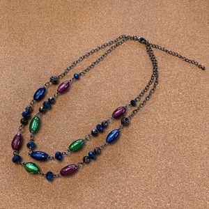 Lia Sophia Necklace glass & plastic beads gunmetal